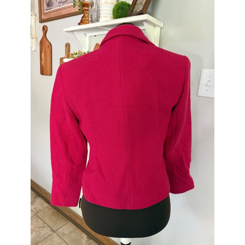 Lafayette 148 New York Petite Pink wool Textured 3 Button Blazer Size 8P - Picture 4 of 9